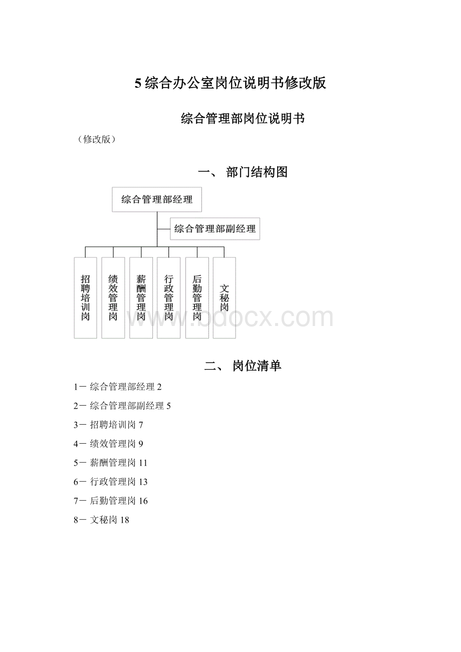 5综合办公室岗位说明书修改版文档格式.docx_第1页