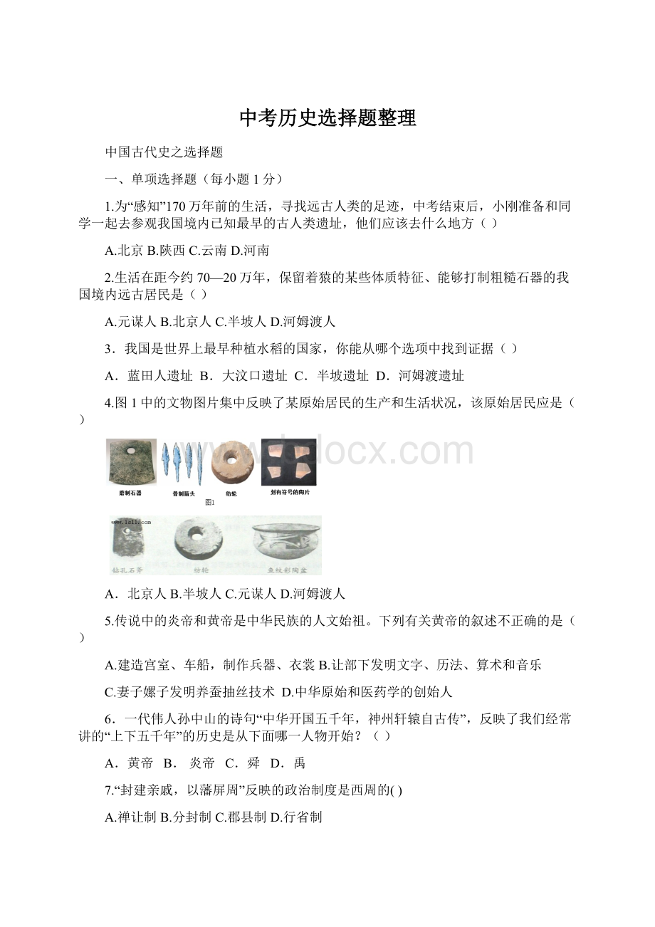 中考历史选择题整理文档格式.docx