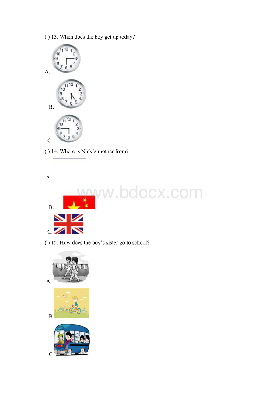 秋学期初一上册英语期中试题附答案听力材料及答题纸.docx_第3页