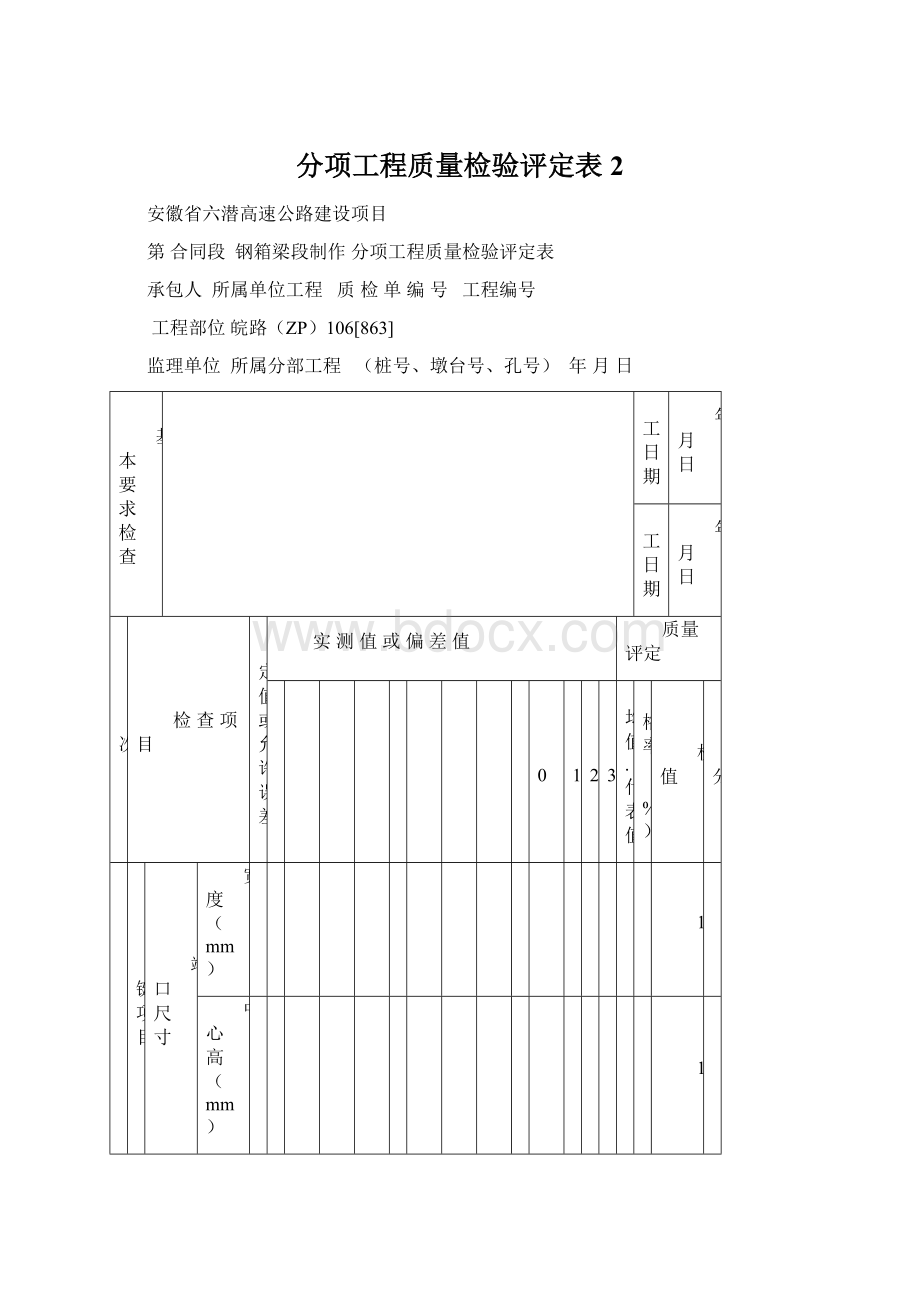 分项工程质量检验评定表2Word文档格式.docx