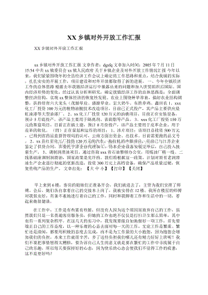 XX乡镇对外开放工作汇报Word文档下载推荐.docx