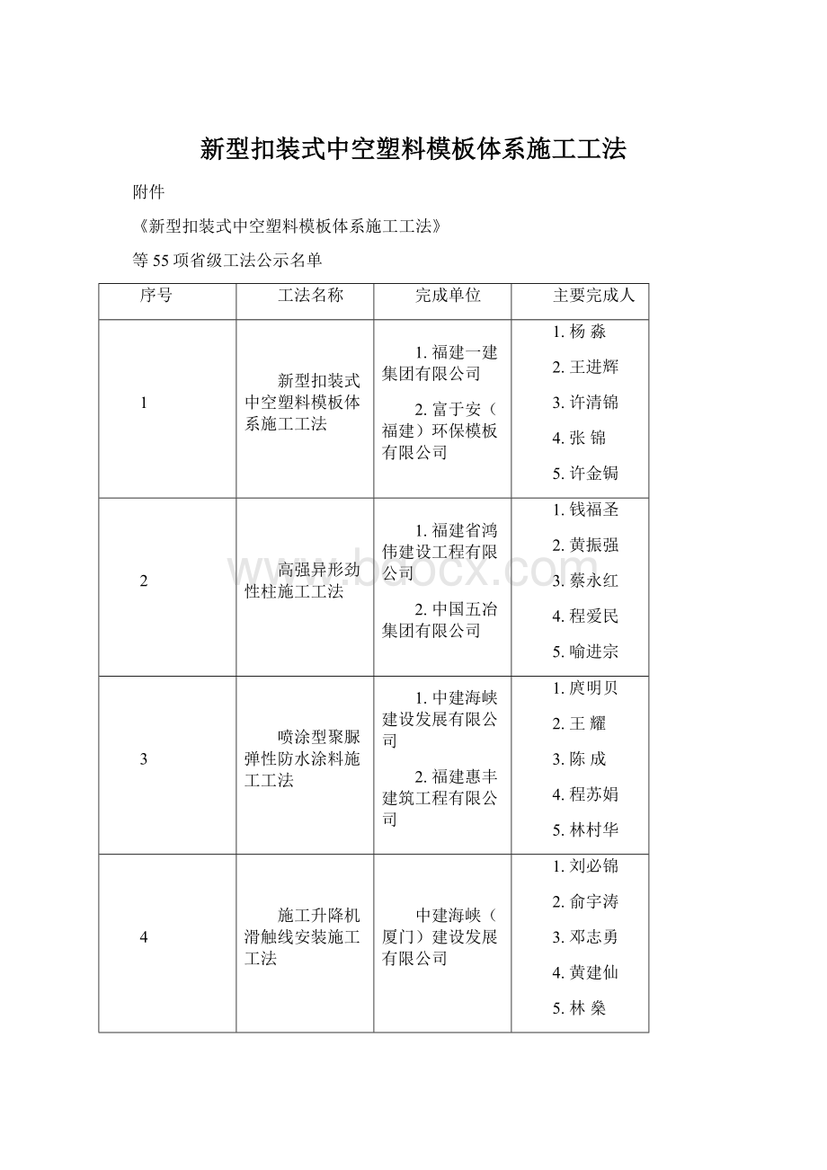 新型扣装式中空塑料模板体系施工工法.docx