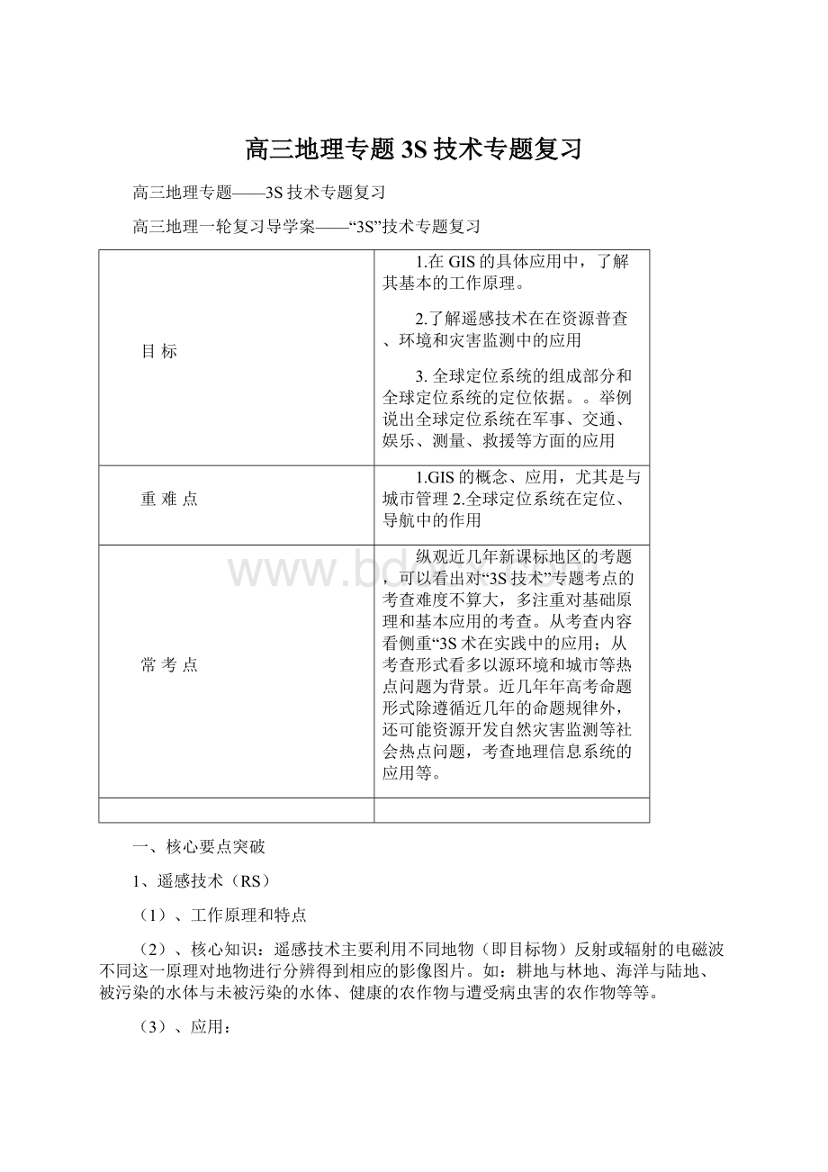 高三地理专题3S技术专题复习文档格式.docx