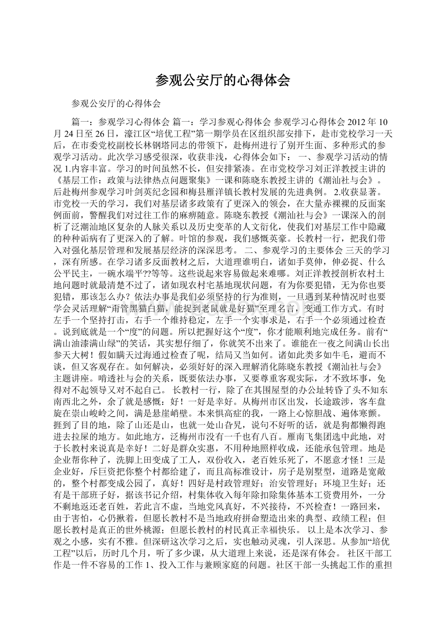 参观公安厅的心得体会Word文件下载.docx