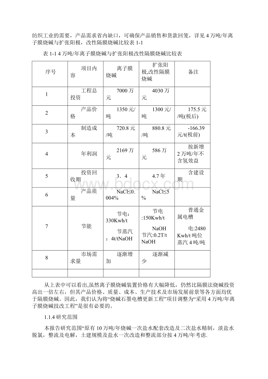 最新版引进4万吨年离子膜烧碱技改工程可行性研究报告.docx_第3页