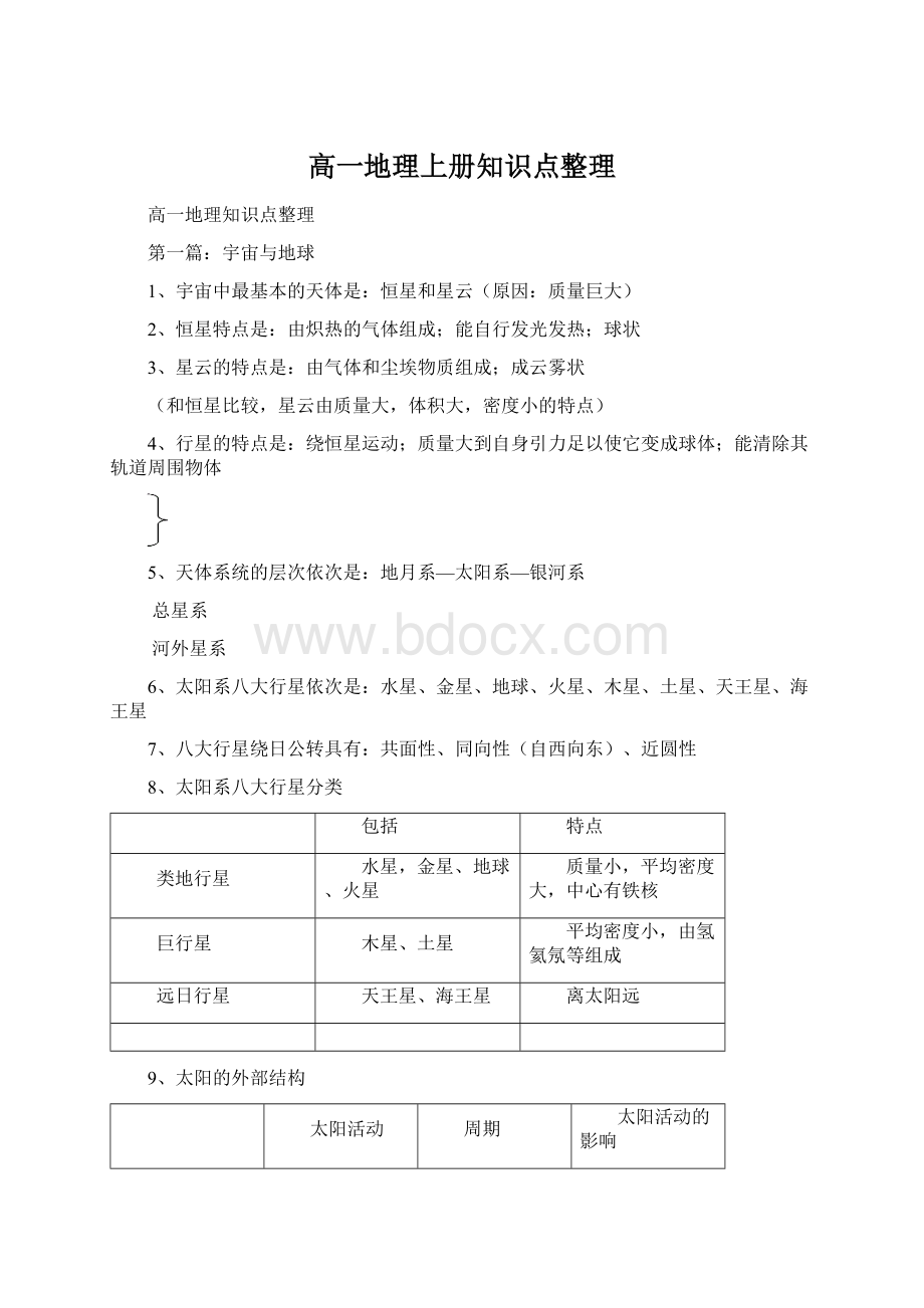 高一地理上册知识点整理.docx_第1页