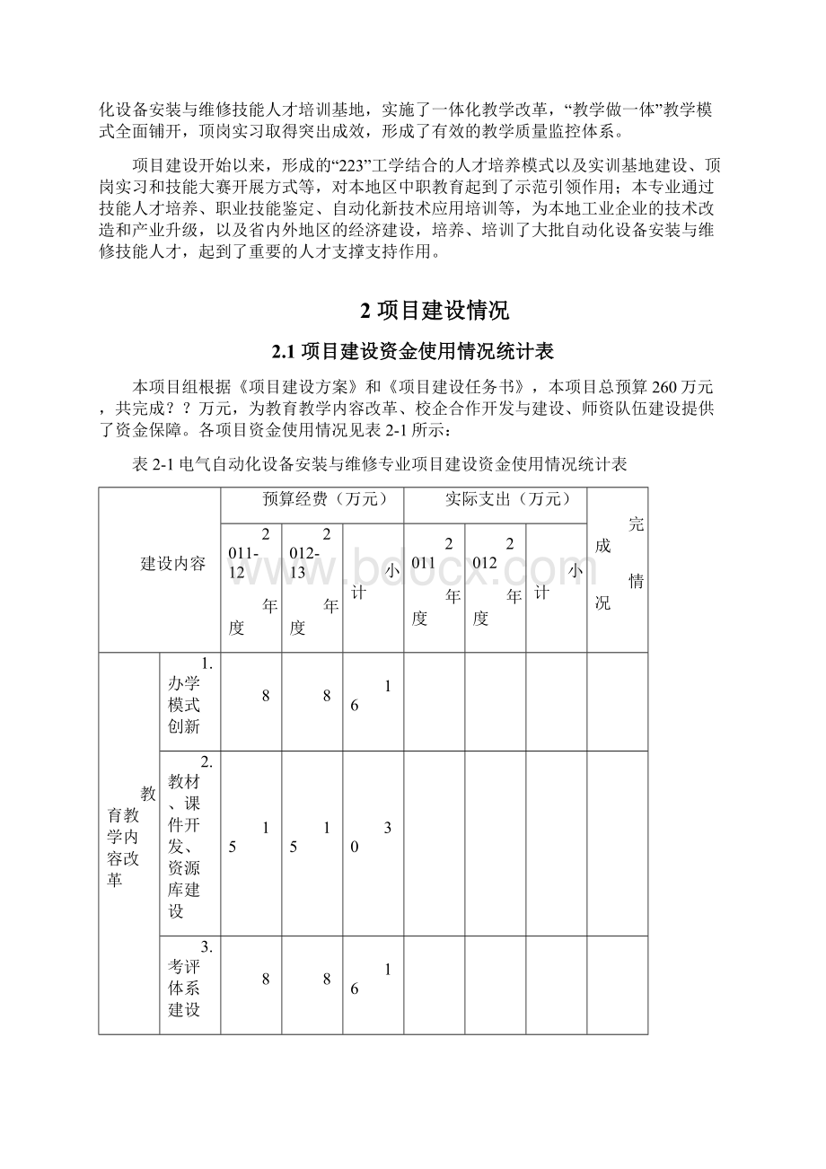 电气自动化设备安装与维修专业建设项目总结报告.docx_第2页