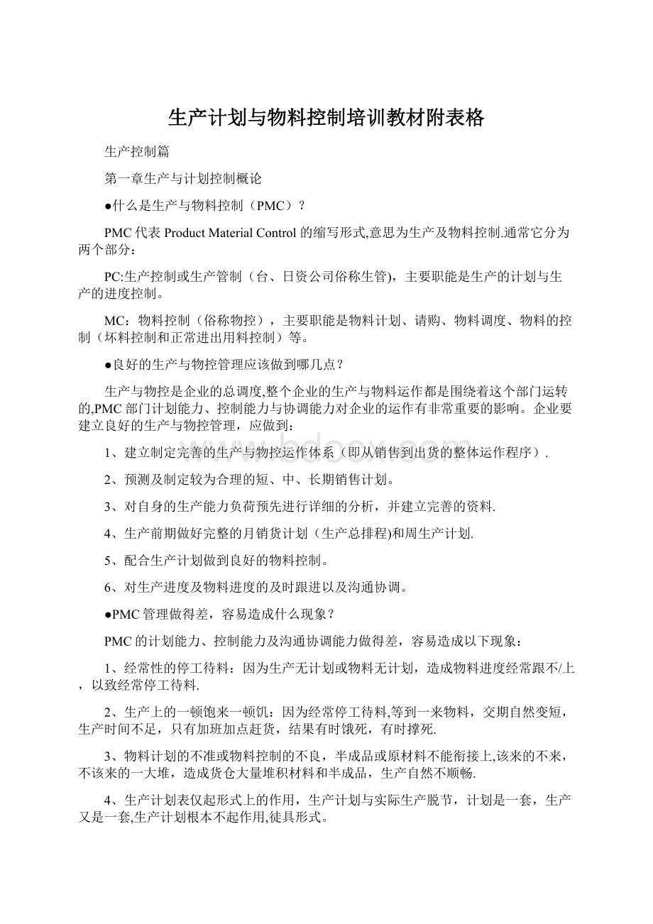 生产计划与物料控制培训教材附表格.docx