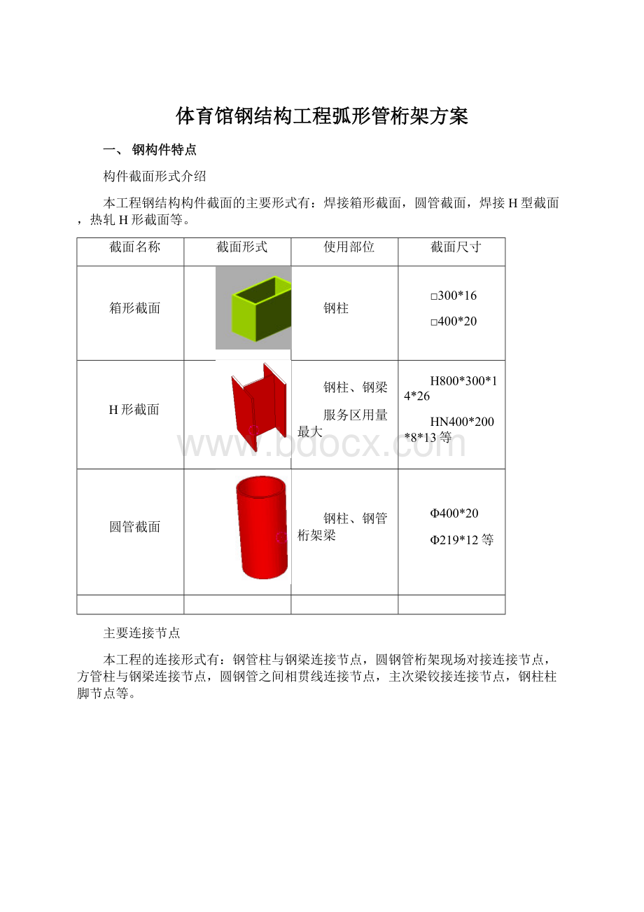 体育馆钢结构工程弧形管桁架方案.docx_第1页