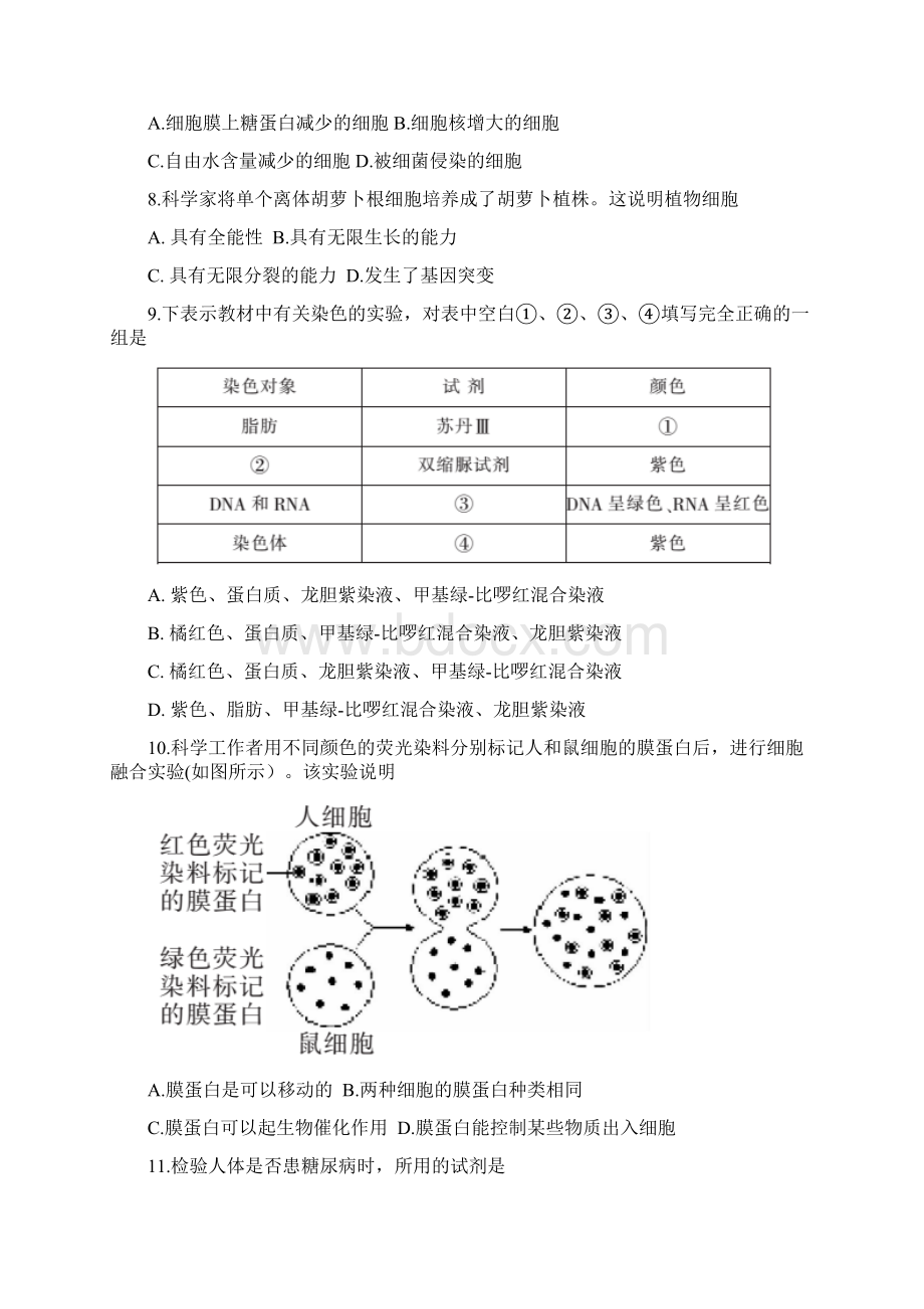 湖南省郴州市届高三普通高中学业水平摸底测试生物试题原卷版文档格式.docx_第2页