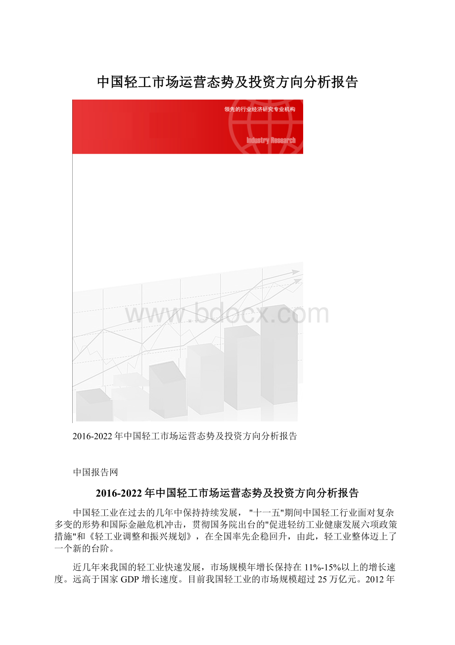 中国轻工市场运营态势及投资方向分析报告.docx