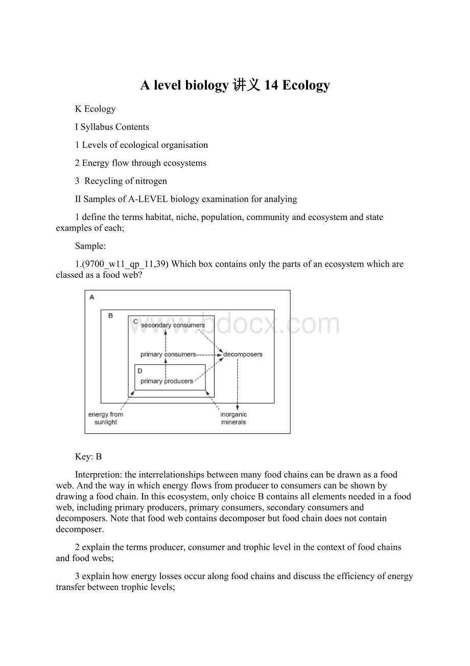 A level biology讲义14 Ecology文档格式.docx_第1页