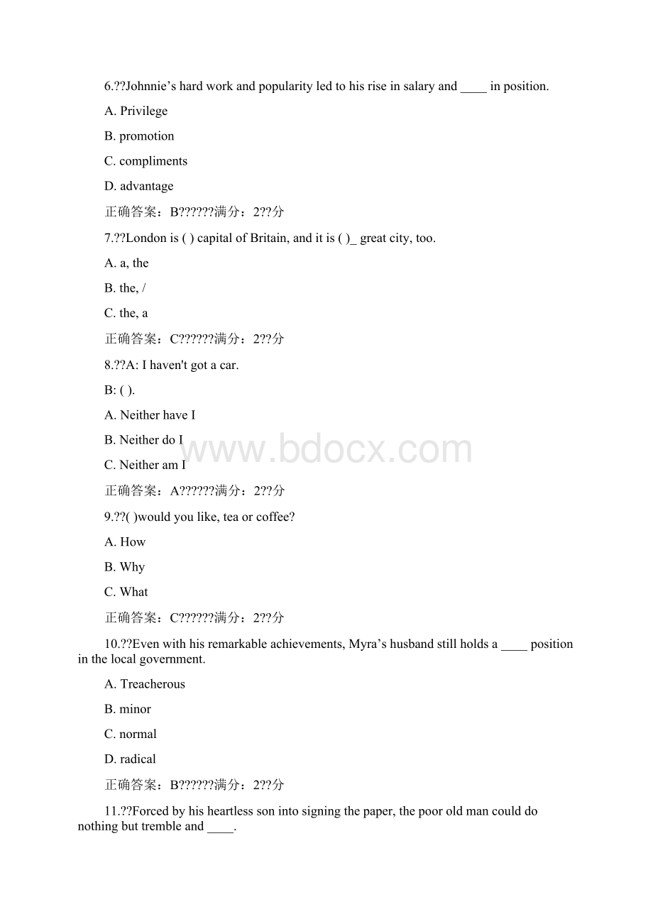 南开17秋学期《大学英语一》在线作业.docx_第2页