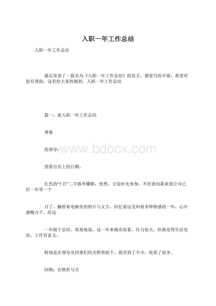 入职一年工作总结.docx_第1页