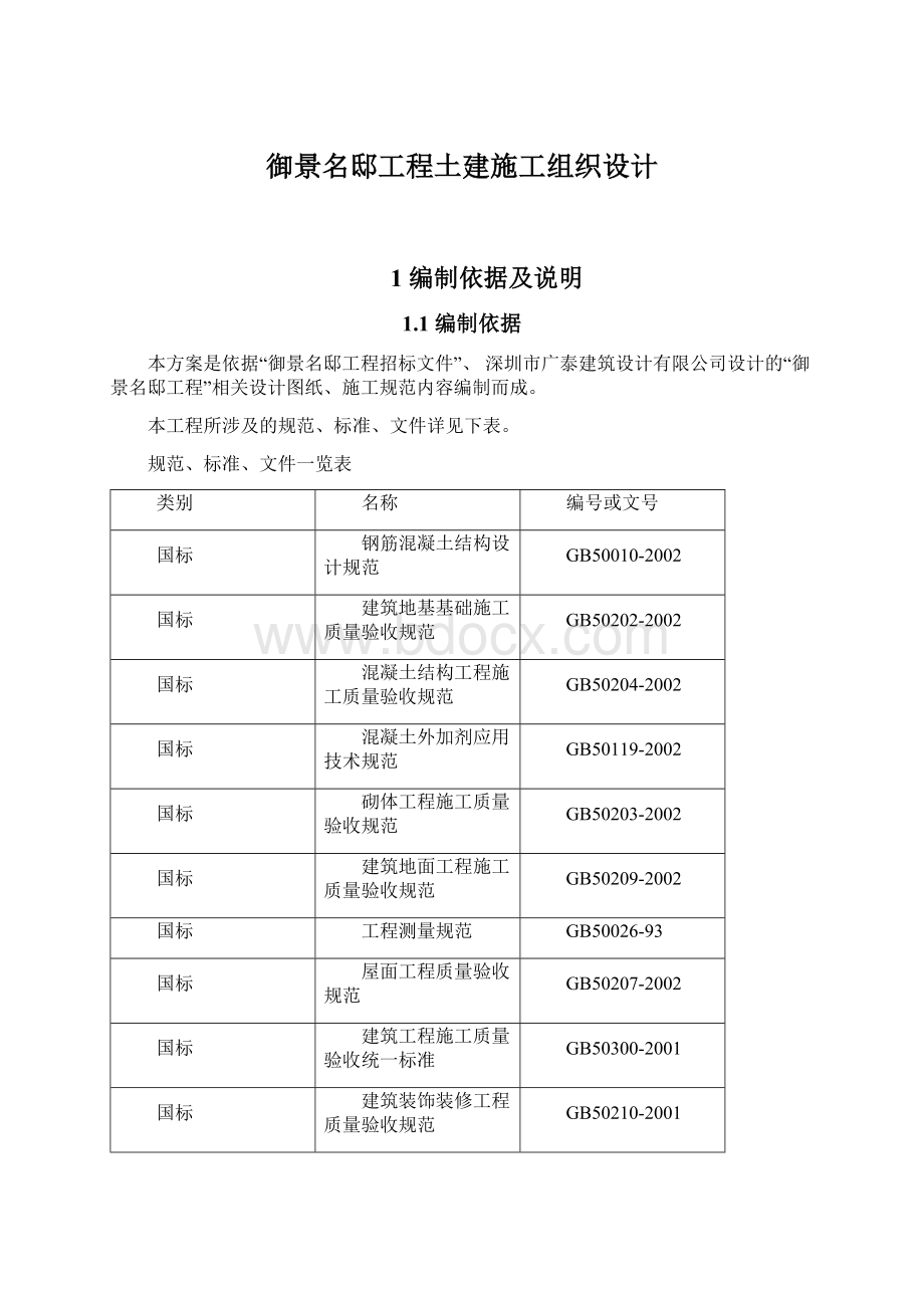 御景名邸工程土建施工组织设计Word文件下载.docx