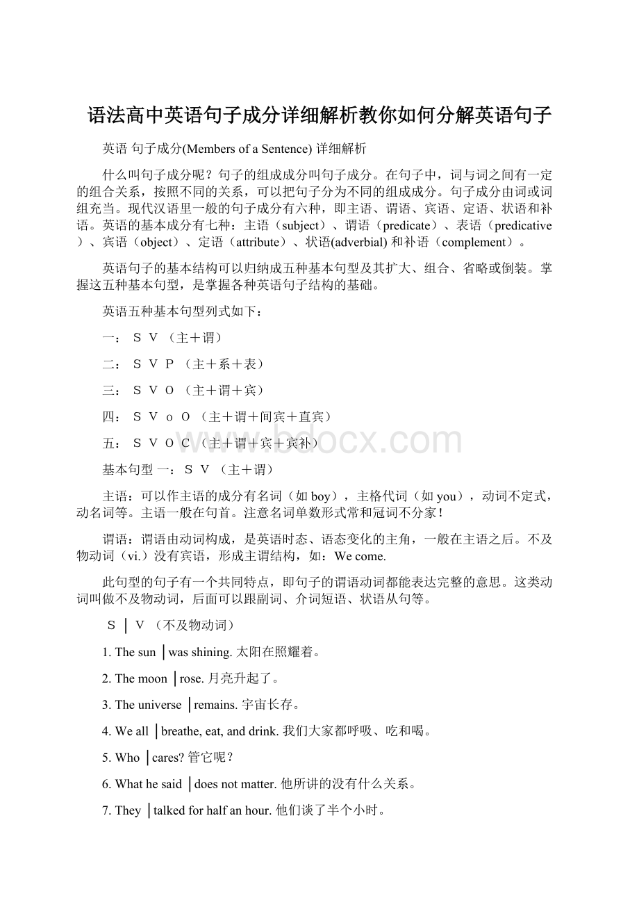 语法高中英语句子成分详细解析教你如何分解英语句子文档格式.docx