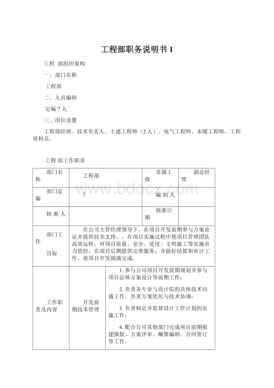 工程部职务说明书1.docx