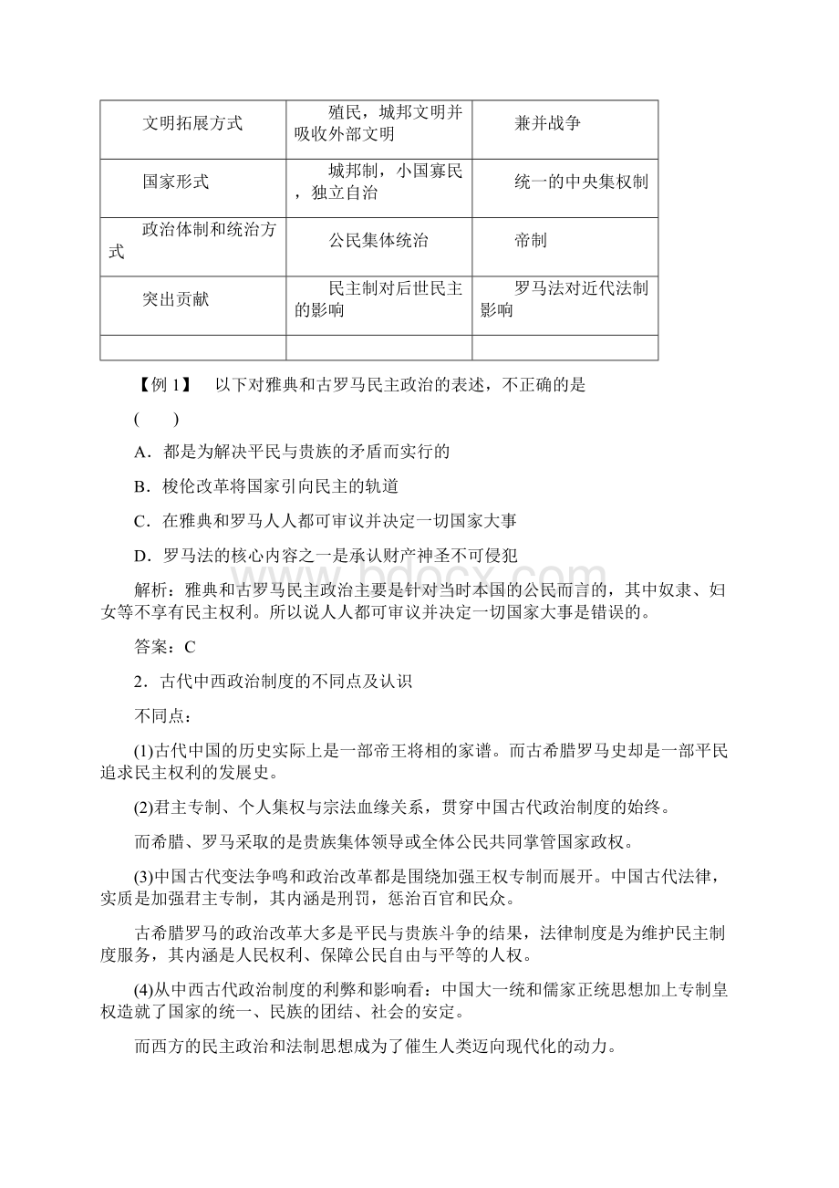 历史必修1《古希腊和古罗马的政治制度》单元练习Word格式.docx_第2页