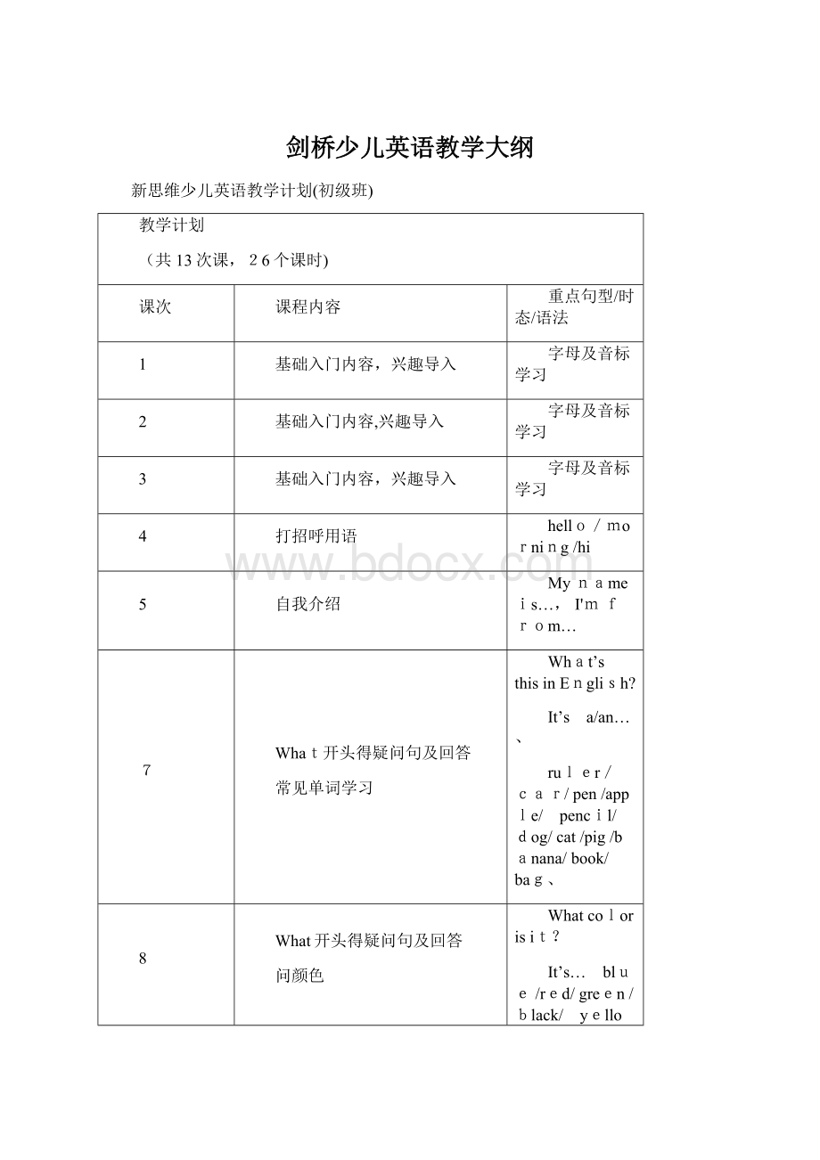 剑桥少儿英语教学大纲.docx_第1页