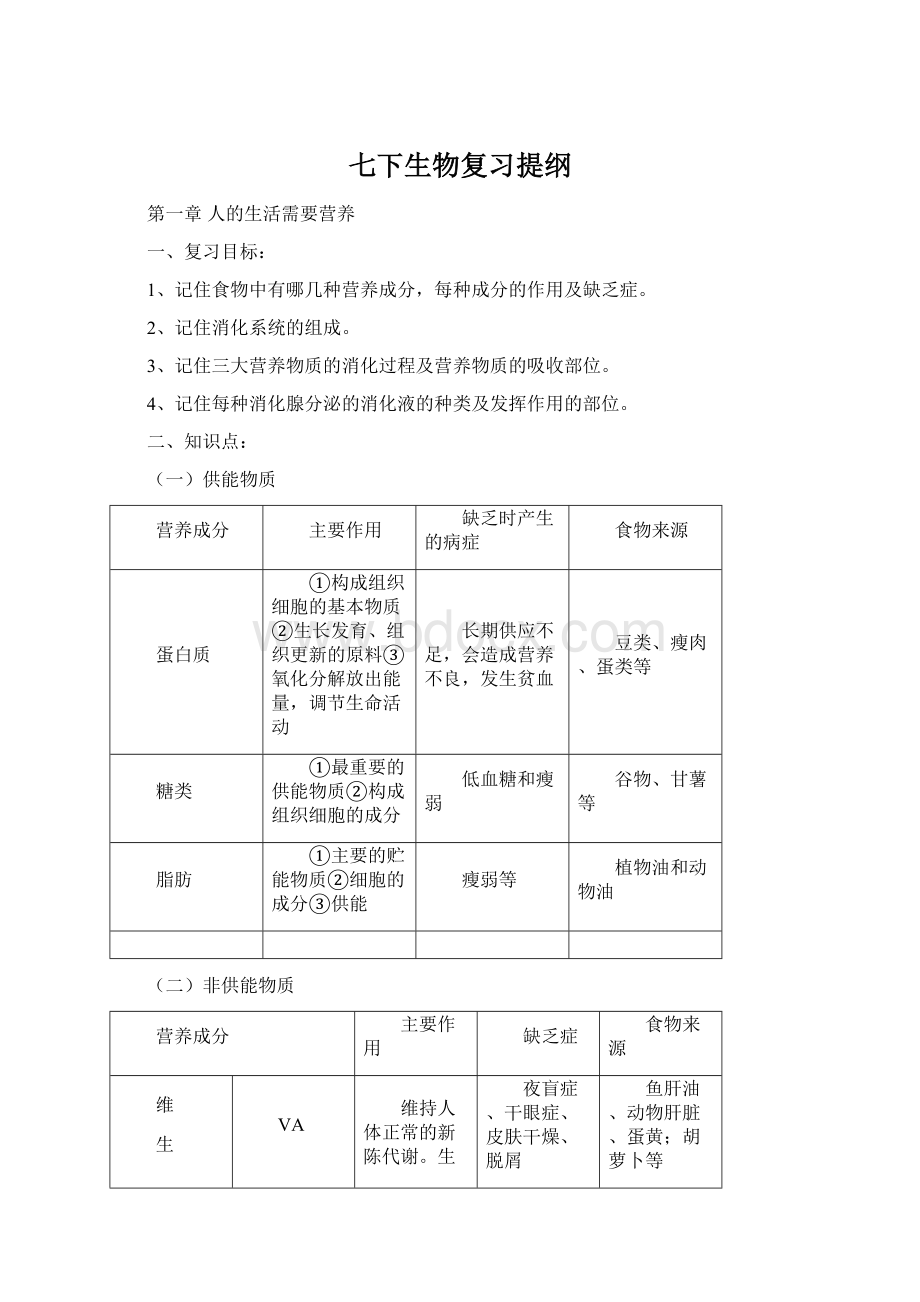 七下生物复习提纲Word格式文档下载.docx