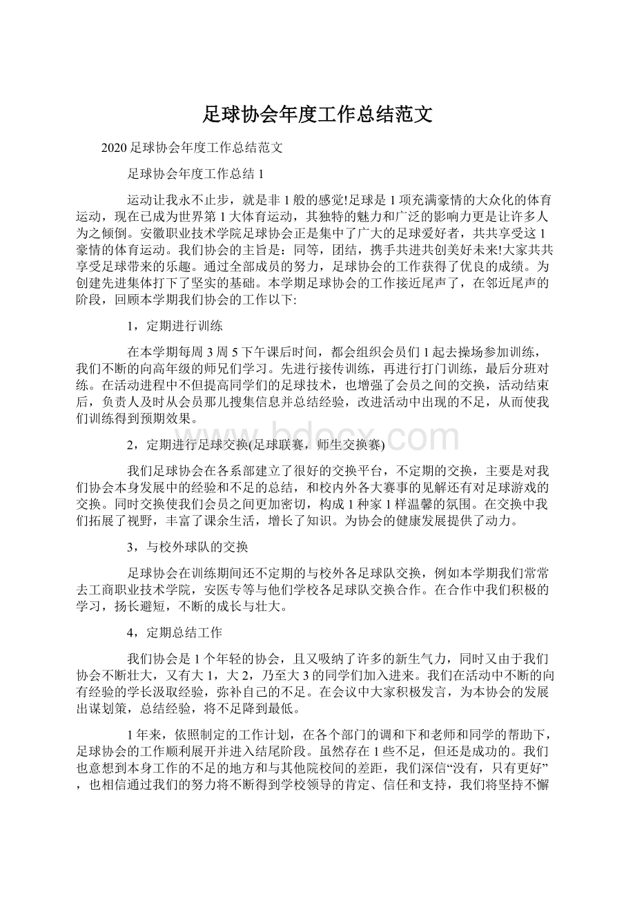 足球协会年度工作总结范文.docx_第1页