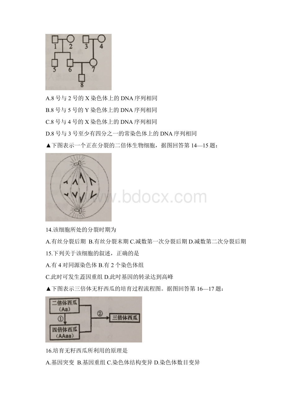 最新整理浙江省金华学年高二下学期期末生物考试试题及答案.docx_第3页