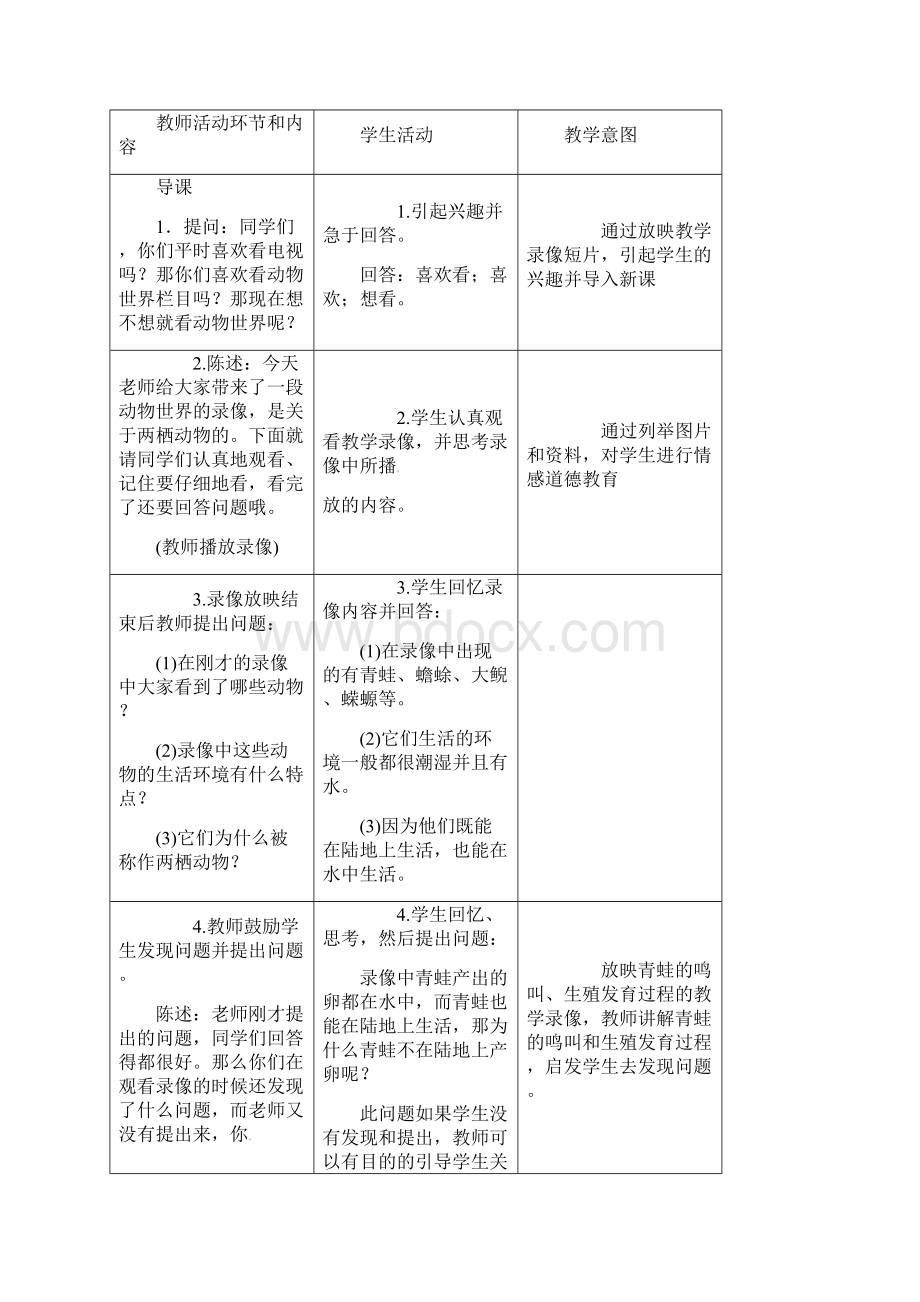 人教版生物8下《两栖动物的生殖和发育》教案1文档格式.docx_第2页