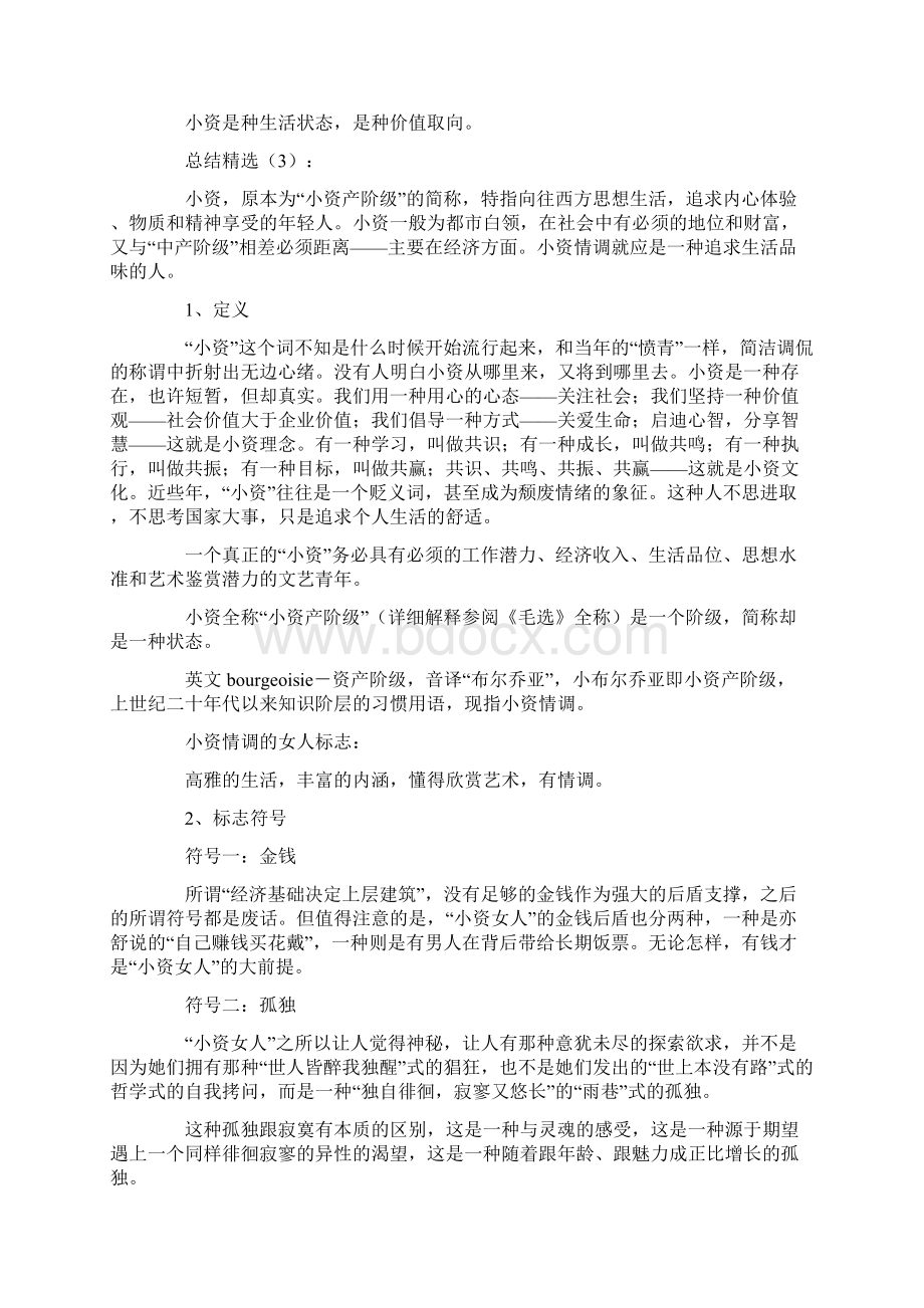 总结范文小资是什么意思Word格式文档下载.docx_第3页