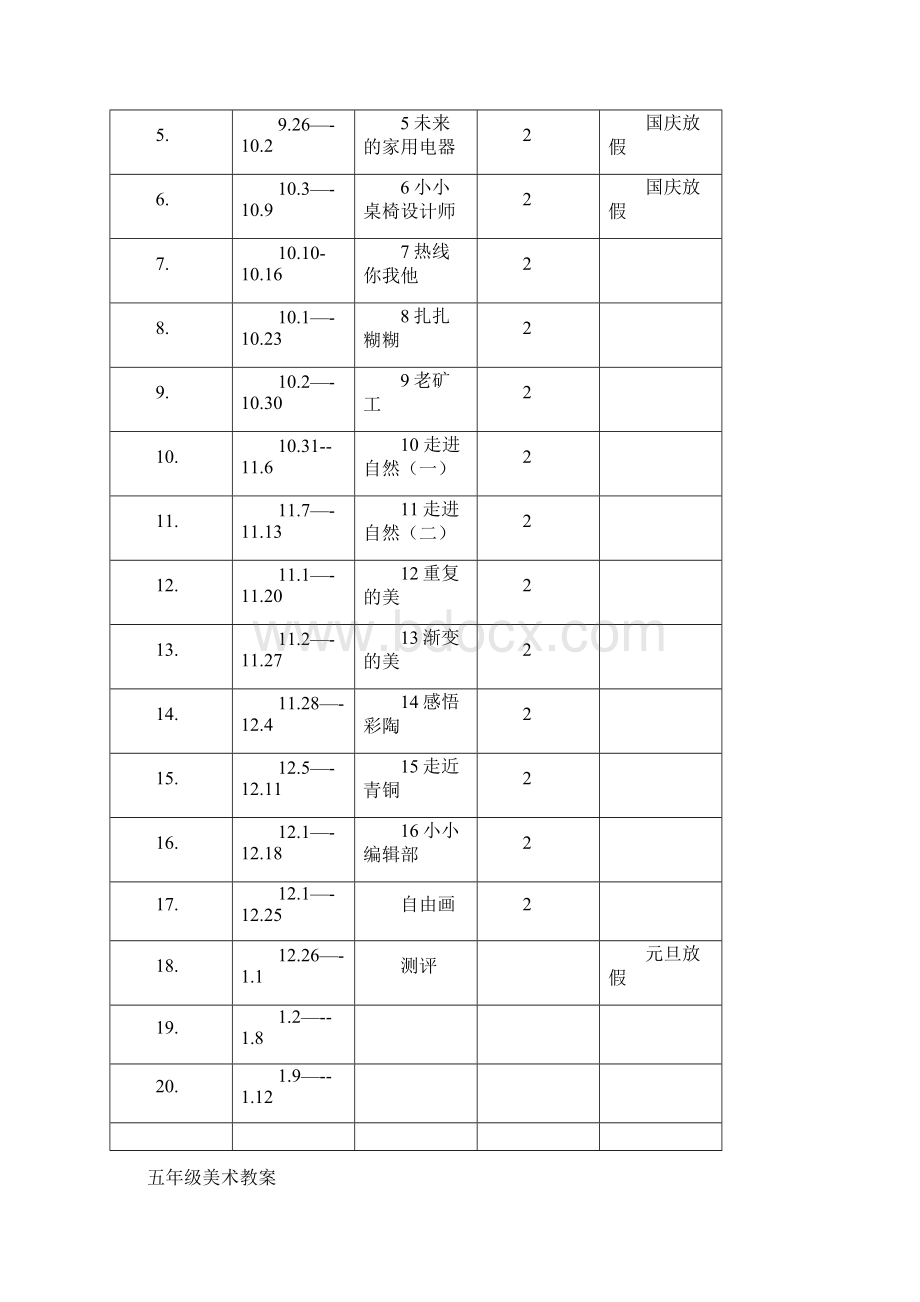 最新小学五年级上册美术教学计划及教案Word格式.docx_第3页