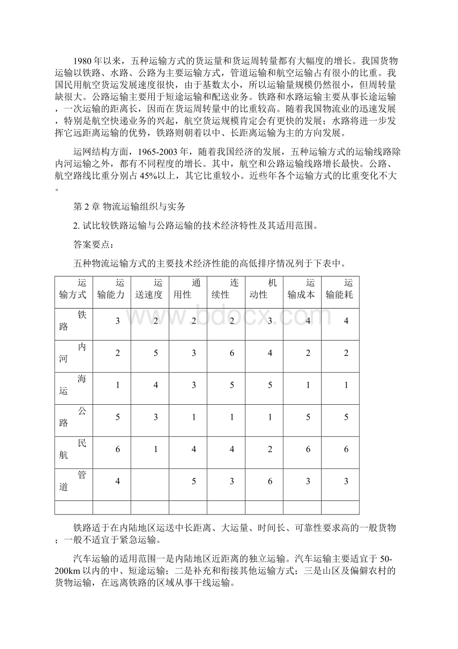 《物流运输组织与管理》课后练习题参考答案Word文档格式.docx_第2页