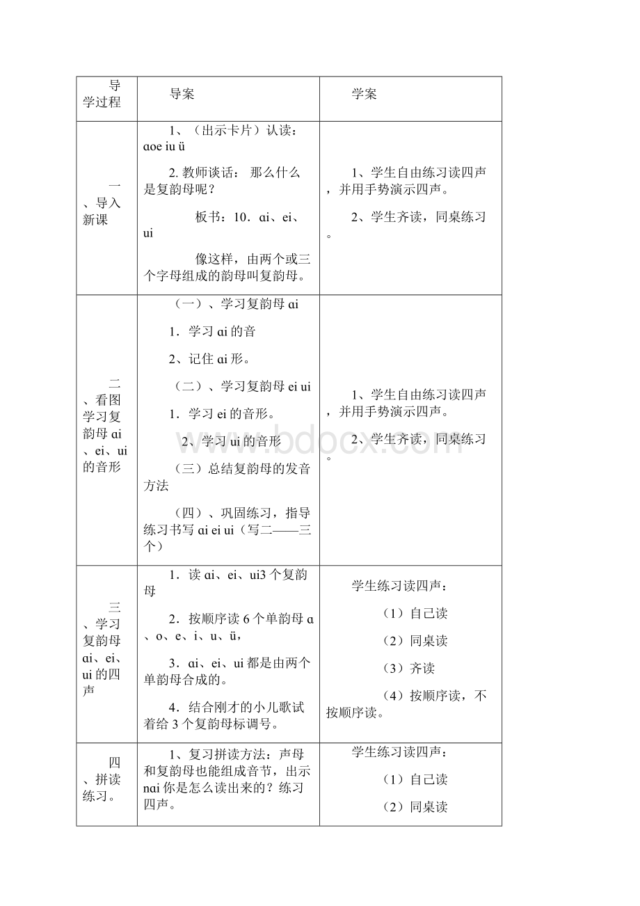 一年级上册语文第二单元汉语拼音导学案表格式.docx_第2页