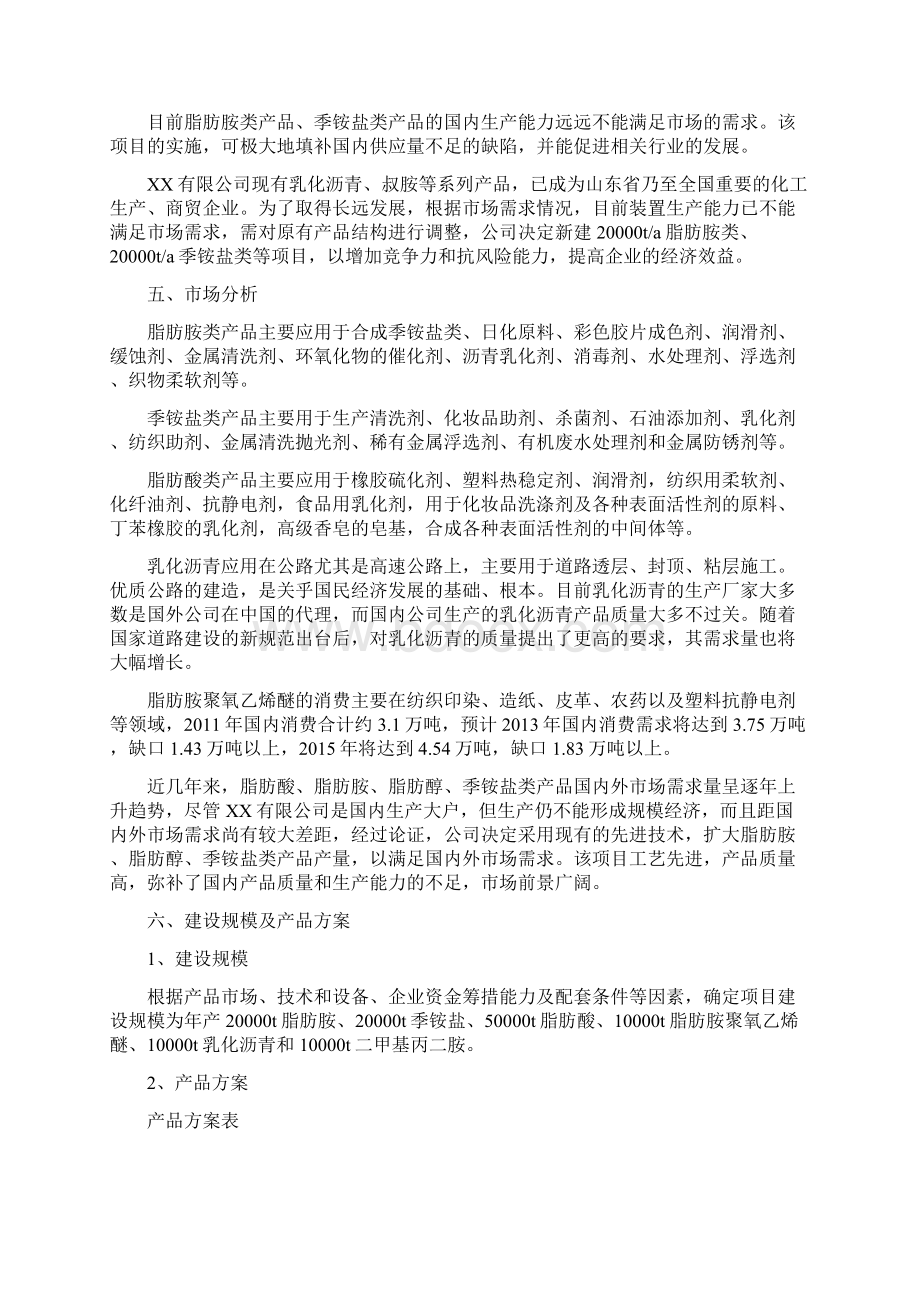 脂肪胺季铵盐生产项目可行性方案Word下载.docx_第3页