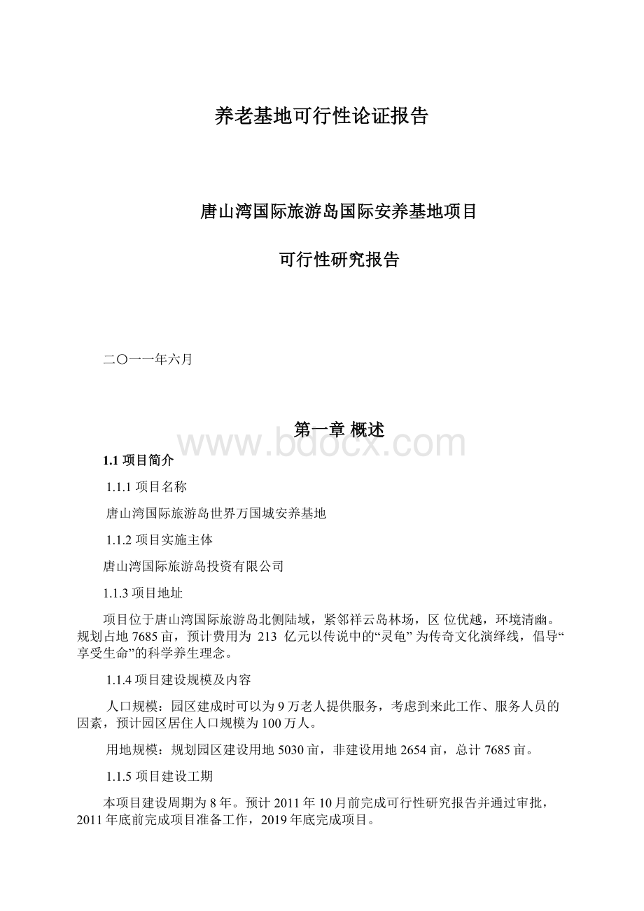 养老基地可行性论证报告文档格式.docx_第1页