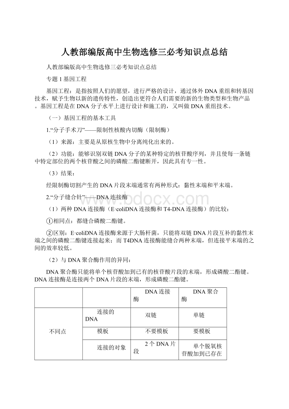 人教部编版高中生物选修三必考知识点总结文档格式.docx_第1页