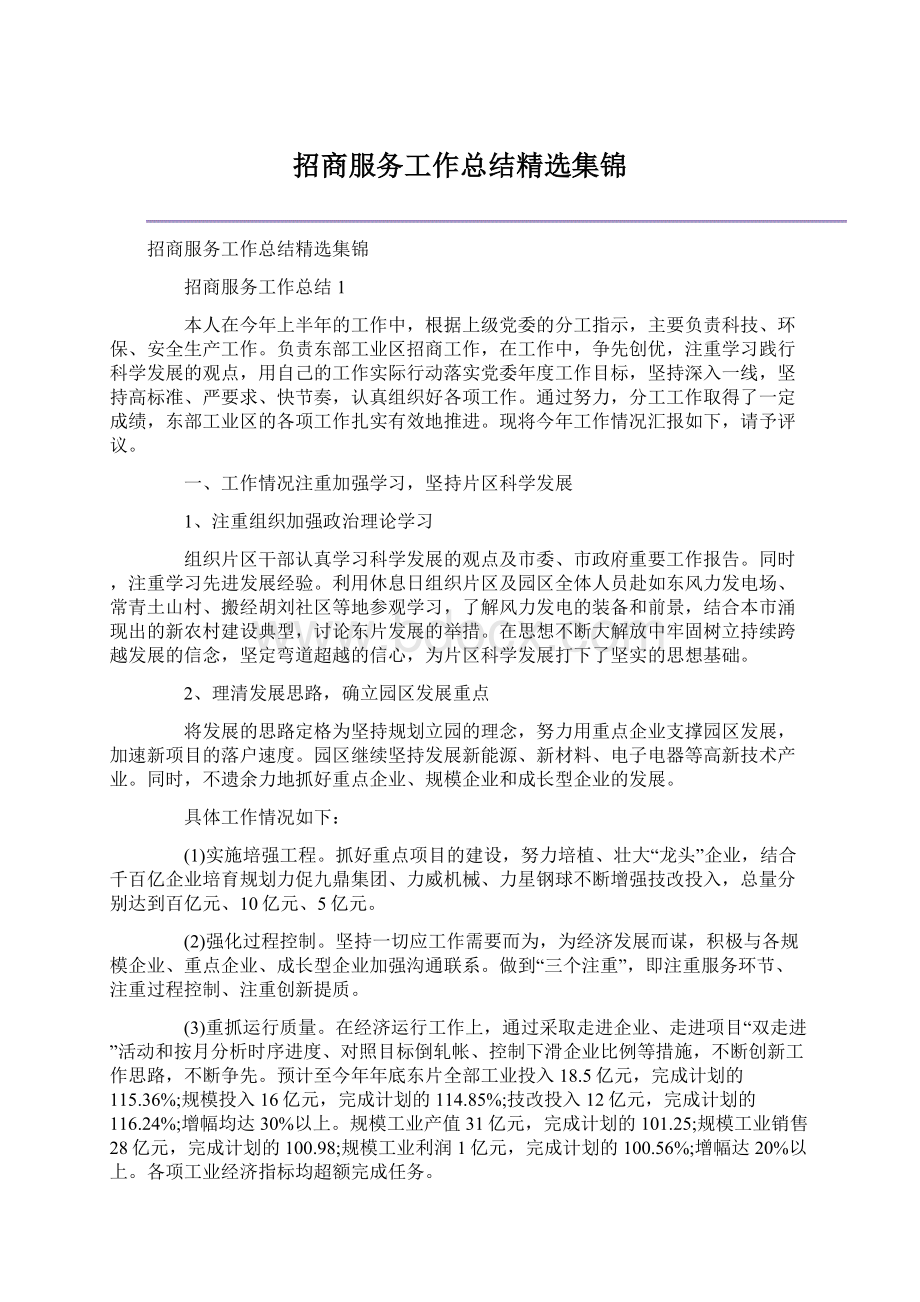 招商服务工作总结精选集锦.docx