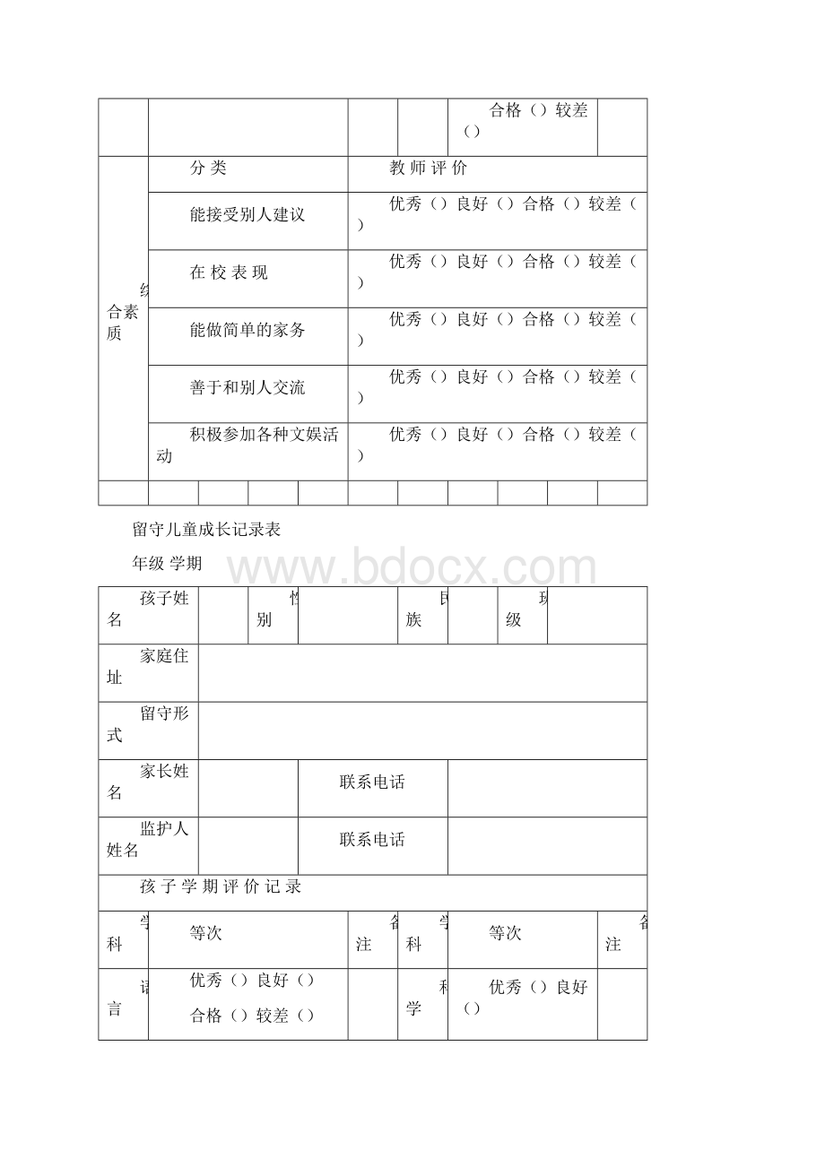 留守儿童成长记录表空白.docx_第2页