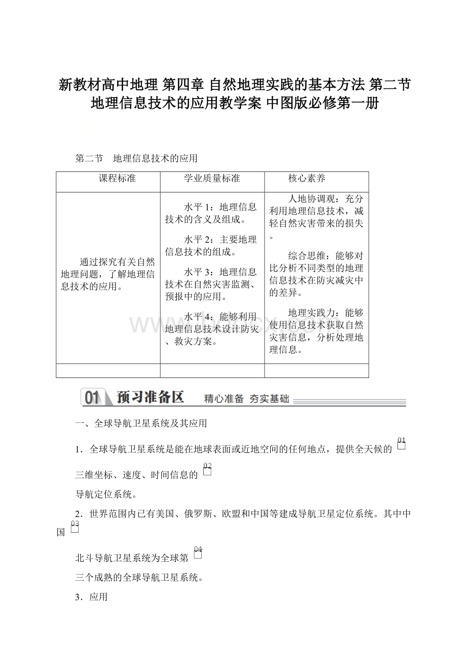 新教材高中地理 第四章 自然地理实践的基本方法 第二节 地理信息技术的应用教学案 中图版必修第一册Word格式文档下载.docx