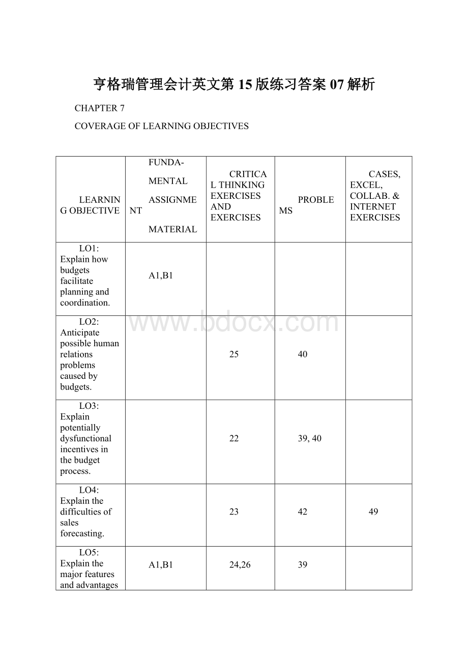 亨格瑞管理会计英文第15版练习答案07解析Word格式.docx