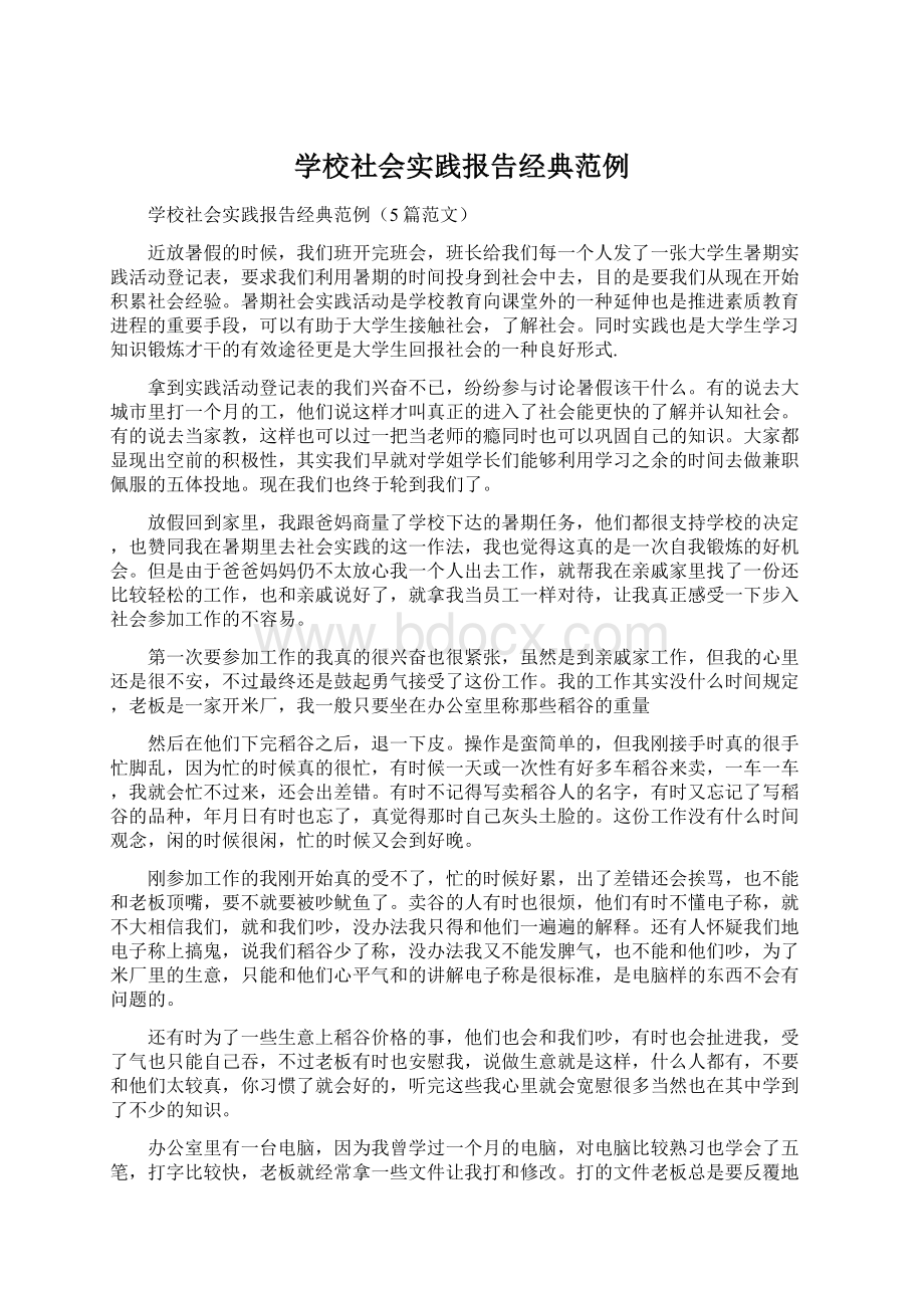 学校社会实践报告经典范例.docx