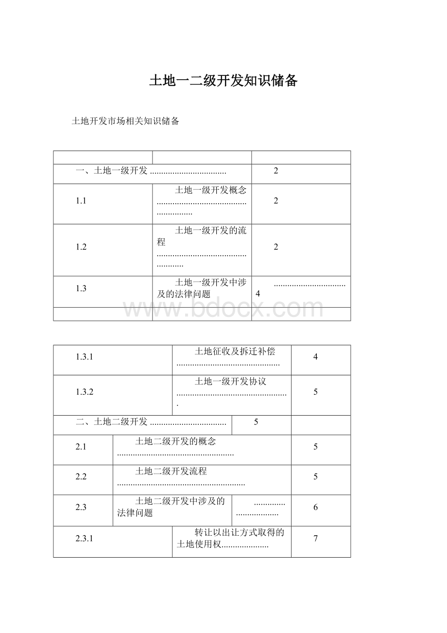 土地一二级开发知识储备Word格式.docx_第1页