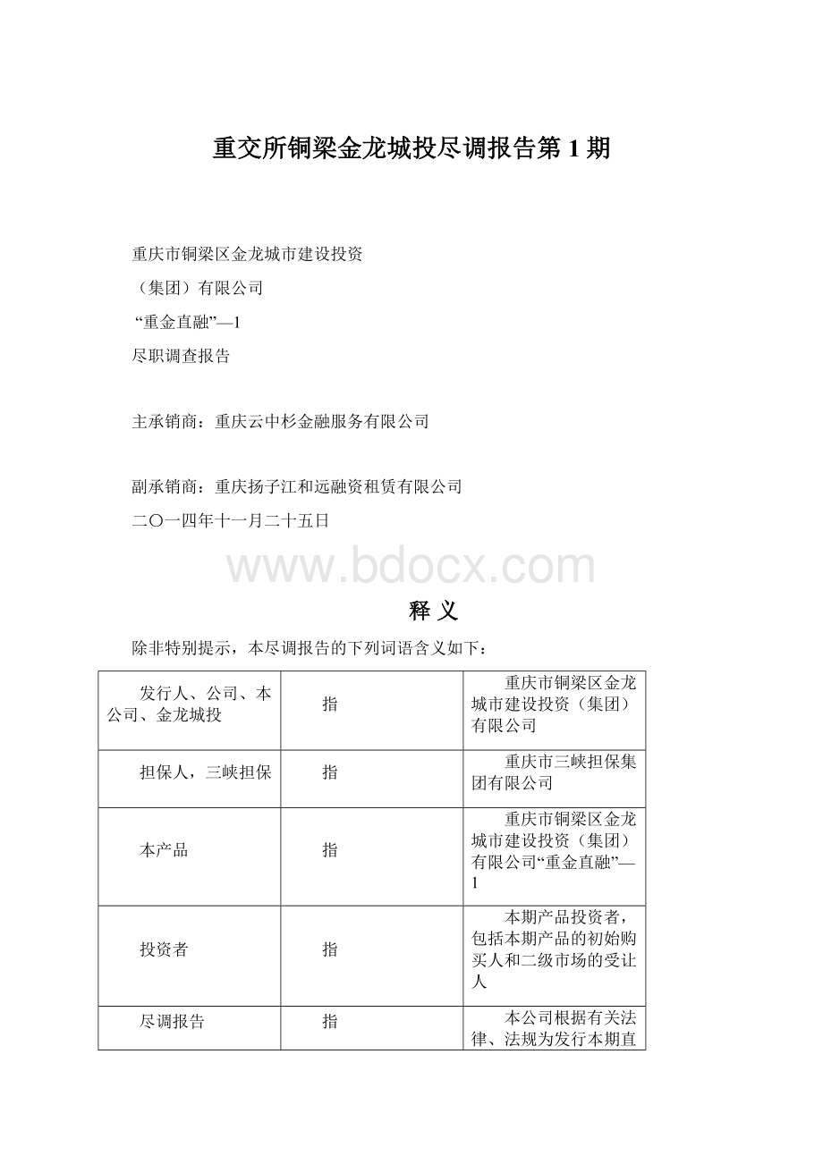 重交所铜梁金龙城投尽调报告第1期.docx