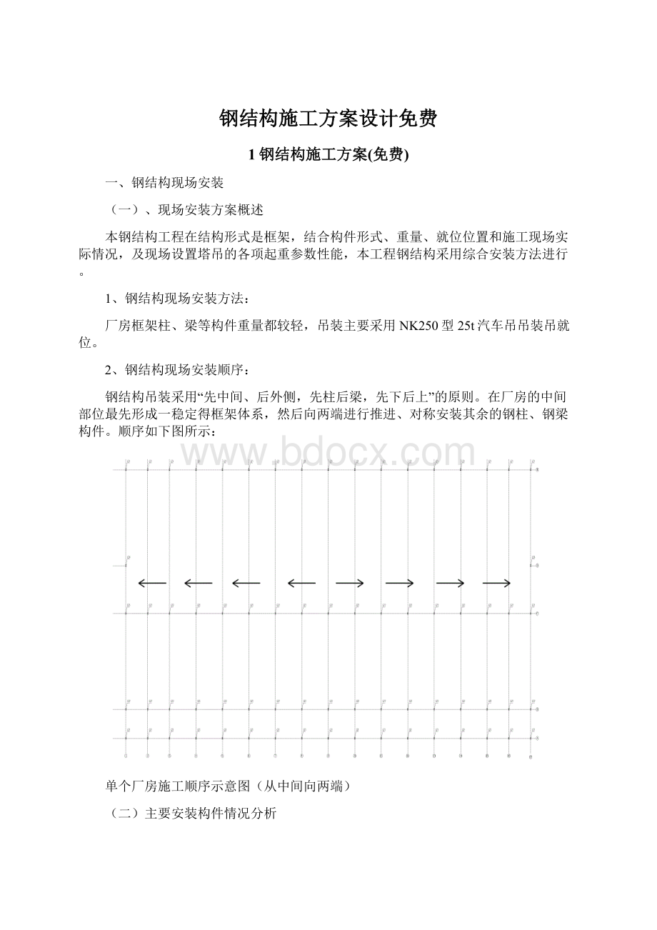 钢结构施工方案设计免费.docx_第1页