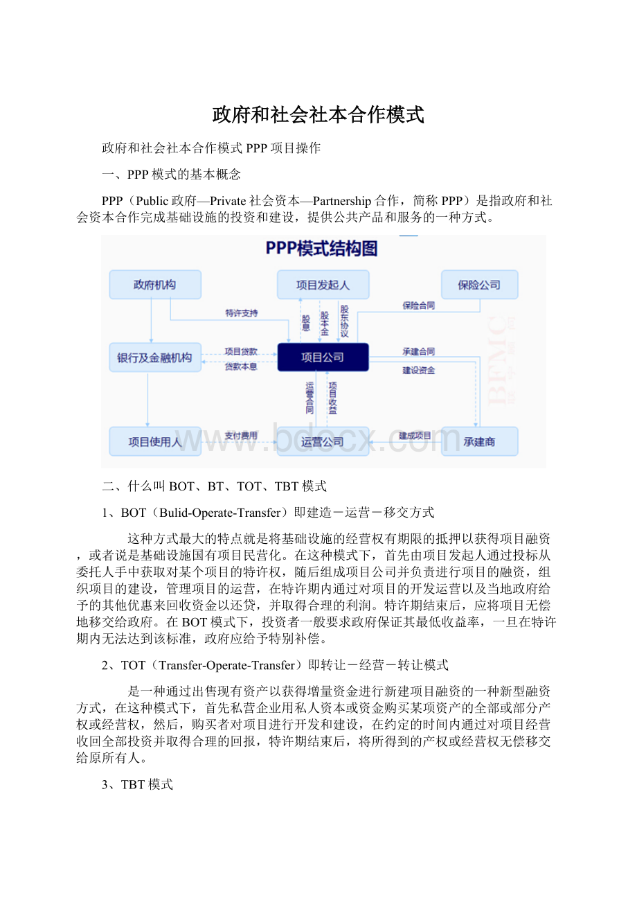 政府和社会社本合作模式文档格式.docx