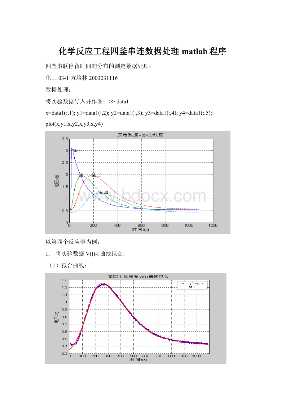 化学反应工程四釜串连数据处理matlab程序Word格式.docx_第1页