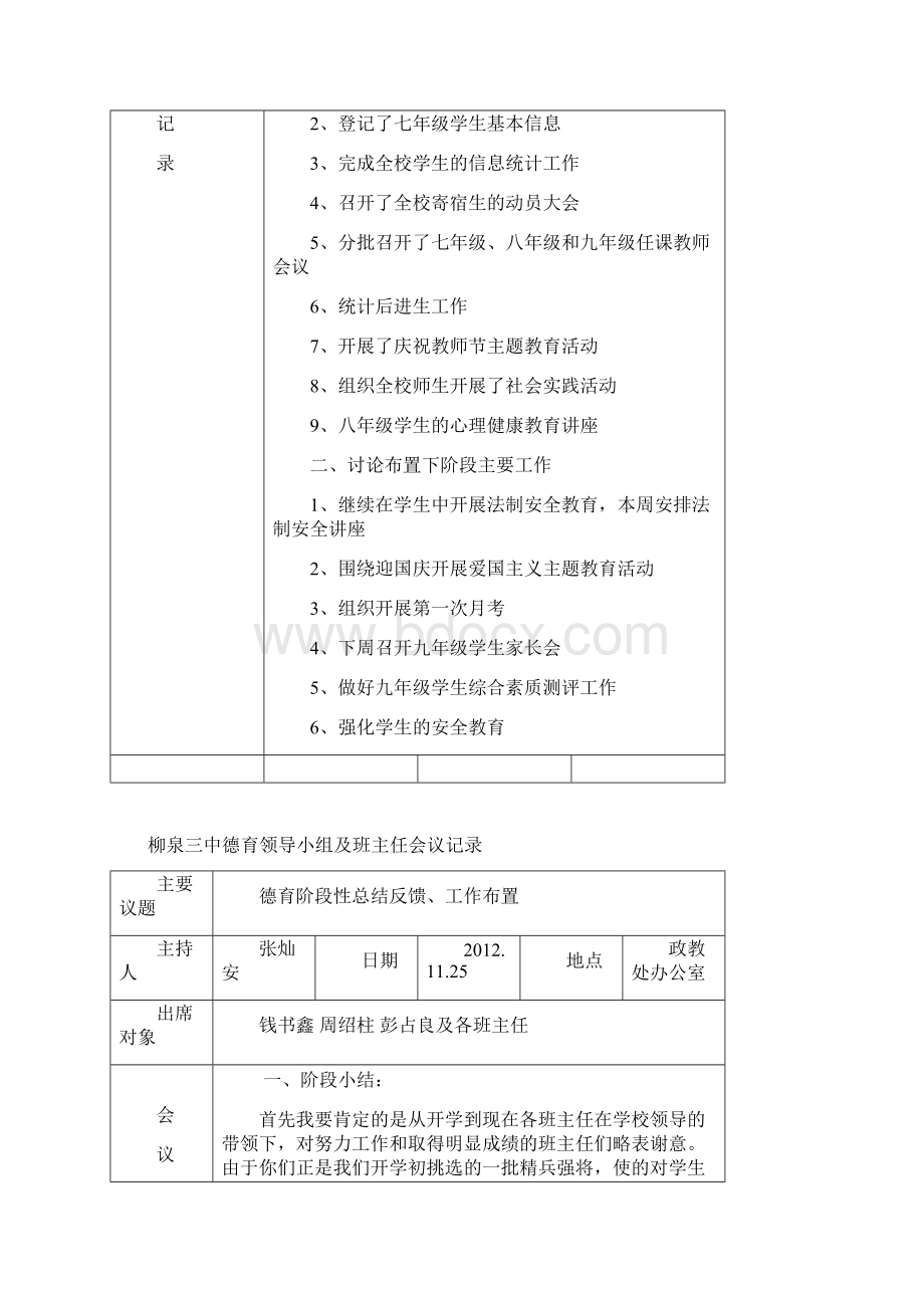 1213年三中德育班主任工作例会记录Microsoft Word 文档文档格式.docx_第2页