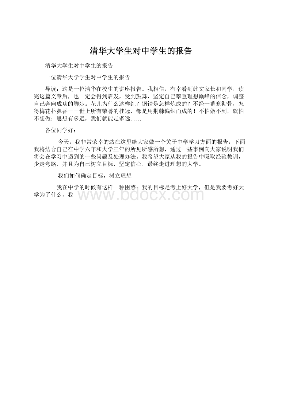 清华大学生对中学生的报告.docx