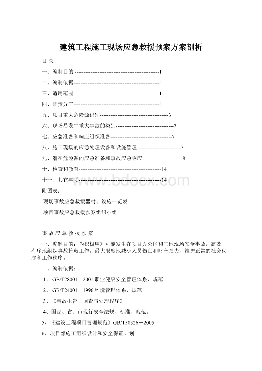 建筑工程施工现场应急救援预案方案剖析.docx_第1页