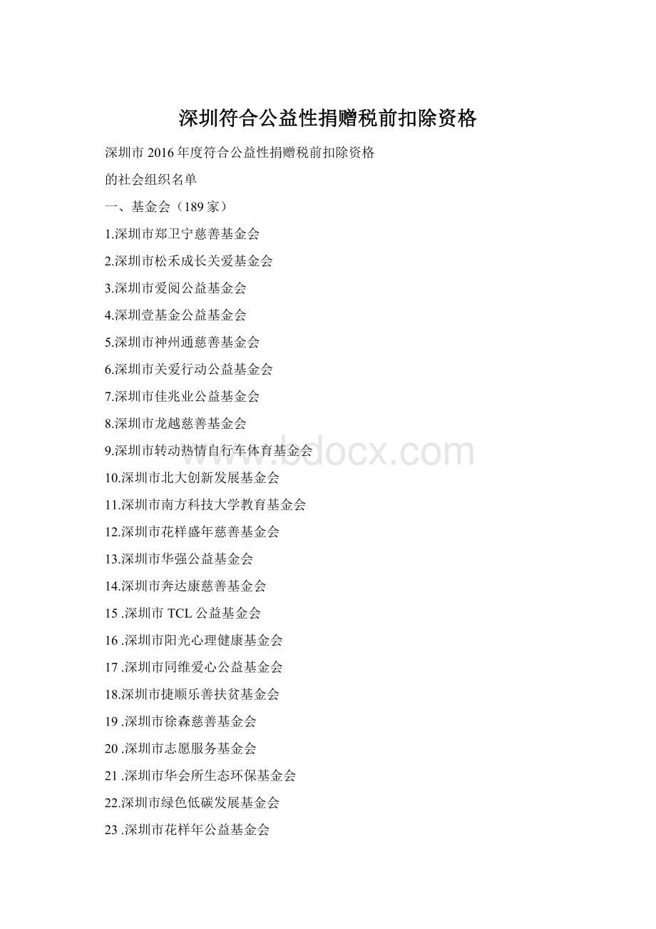 深圳符合公益性捐赠税前扣除资格Word下载.docx