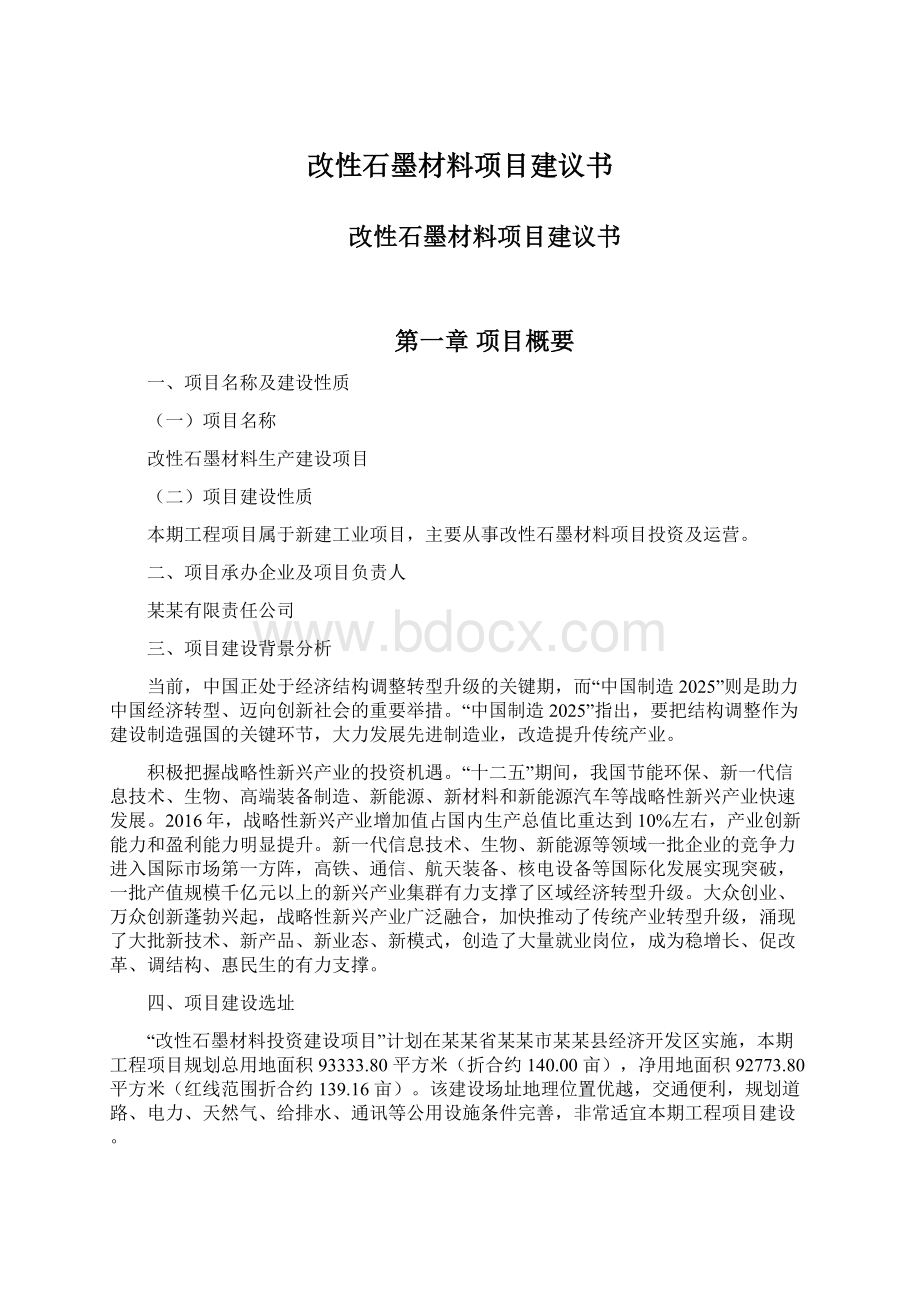 改性石墨材料项目建议书Word格式.docx