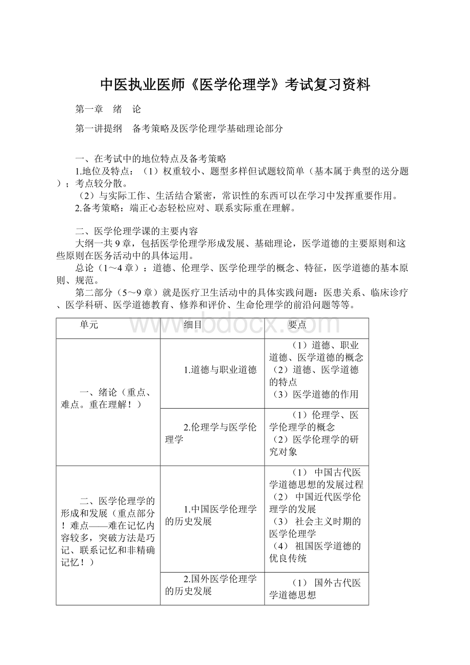 中医执业医师《医学伦理学》考试复习资料文档格式.docx